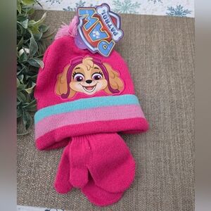 Paw Patrol Skye Pink and Blue Beanie Set